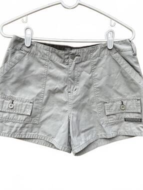 Y2k lei Khaki Cargo Utility Rip Stop mini Shorts Outdoor utility hike Sz 7